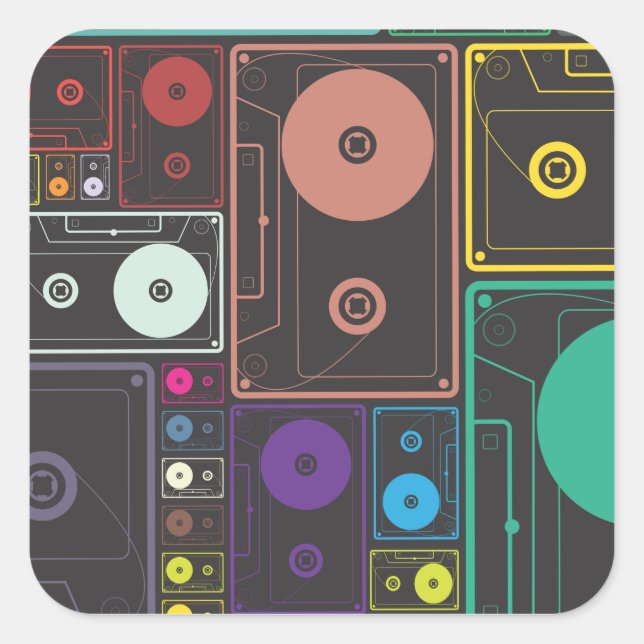 Colorful Cassettes Square Sticker (Front)
