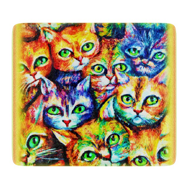 Colorful Cat and kitten Pattern. Buy Now Cutting Board (Front)