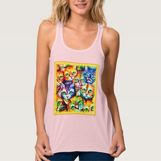 Colorful Cat and kitten Pattern. Buy Now Tank Top (Front)