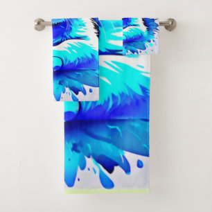 Colorful Cat Art Bath Towel Set