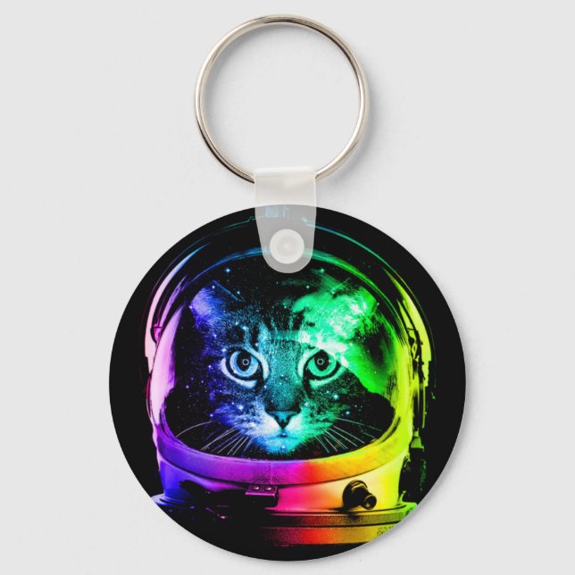 Colorful cat astronaut keychain (Front)
