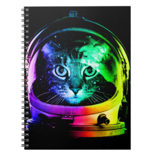 Colorful cat astronaut notebook