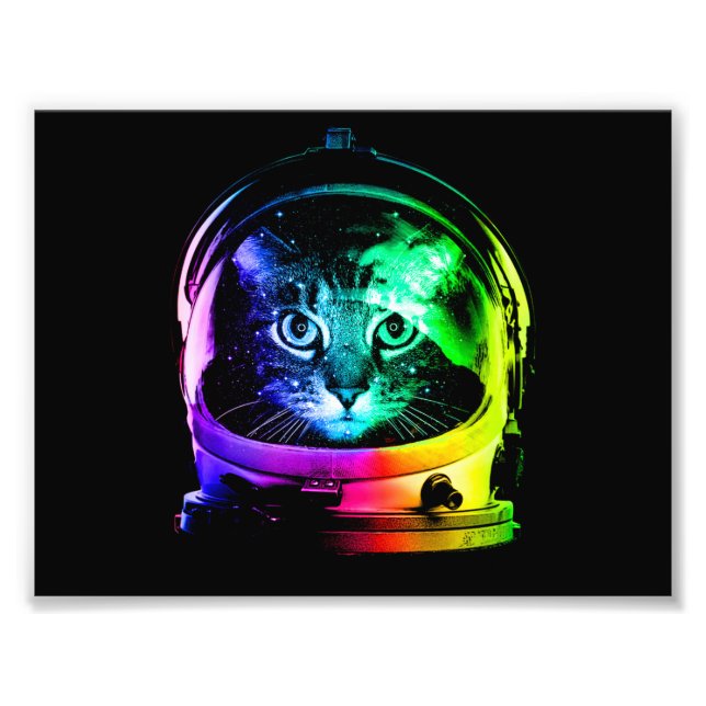 Colorful cat astronaut photo print (Front)