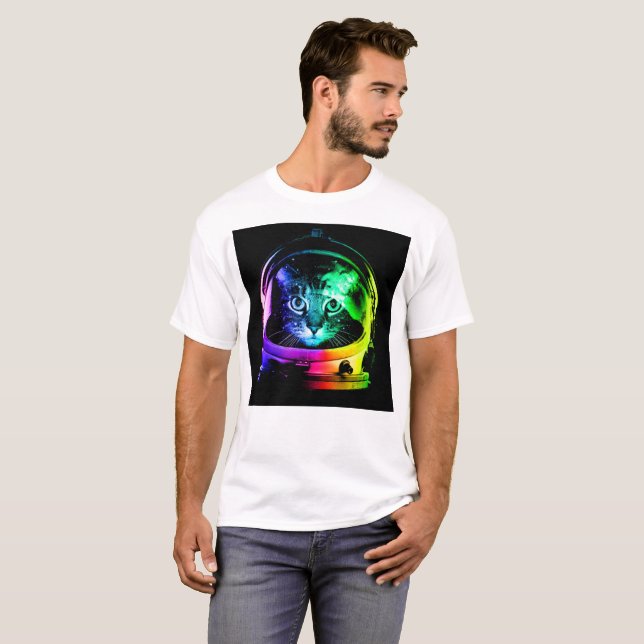Colorful cat astronaut T-Shirt (Front Full)