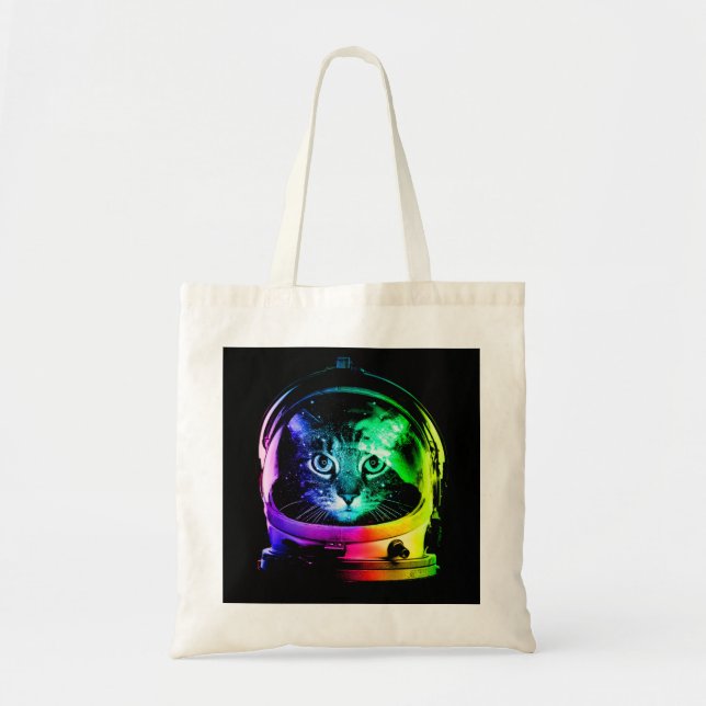 Colorful cat astronaut tote bag (Front)