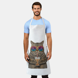 Colorful Cat Barista Apron – Cute Coffee Lover Gif