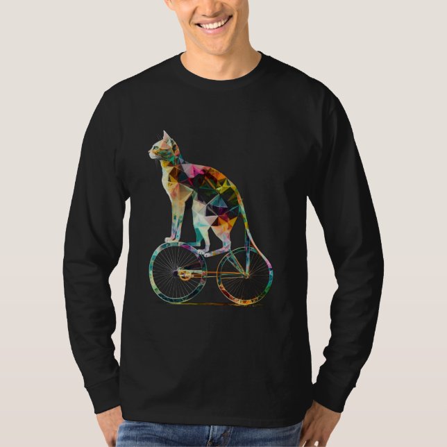 Colorful Cat Bike Graphic Tees Men Women Boys Girl (Front)