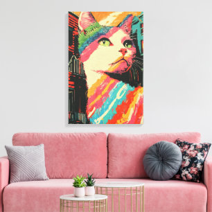 Colorful Cat - Bold Abstract Art Canvas Print