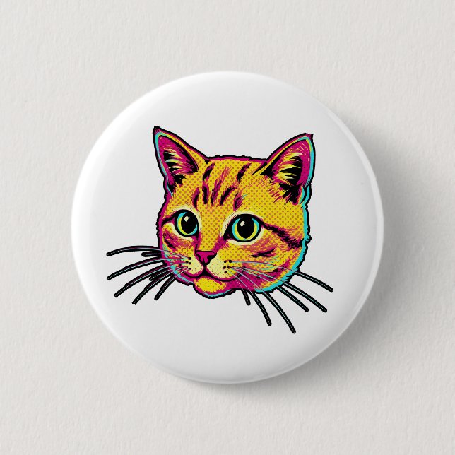 Colorful Cat  Button (Front)