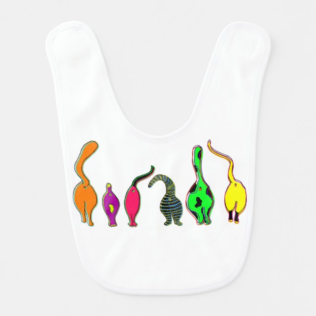 Colorful Cat Butts Baby Bib (Front)