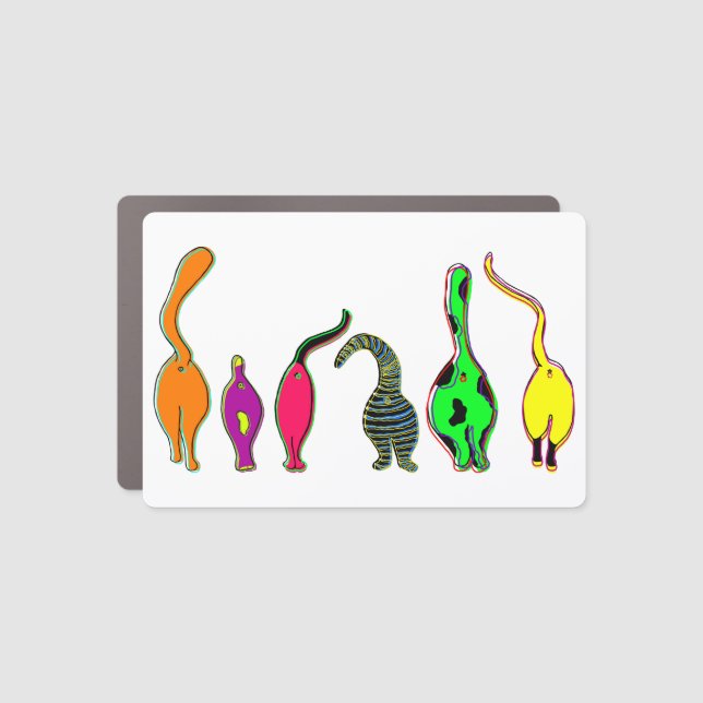 Colorful Cat Butts Car Magnet (Front)