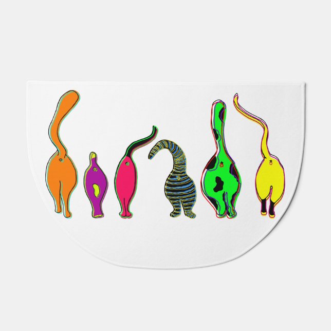 Colorful Cat Butts Doormat (Front)