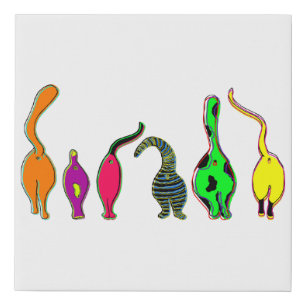 Colorful Cat Butts Faux Canvas Print