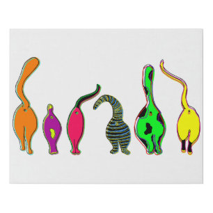 Colorful Cat Butts Faux Canvas Print