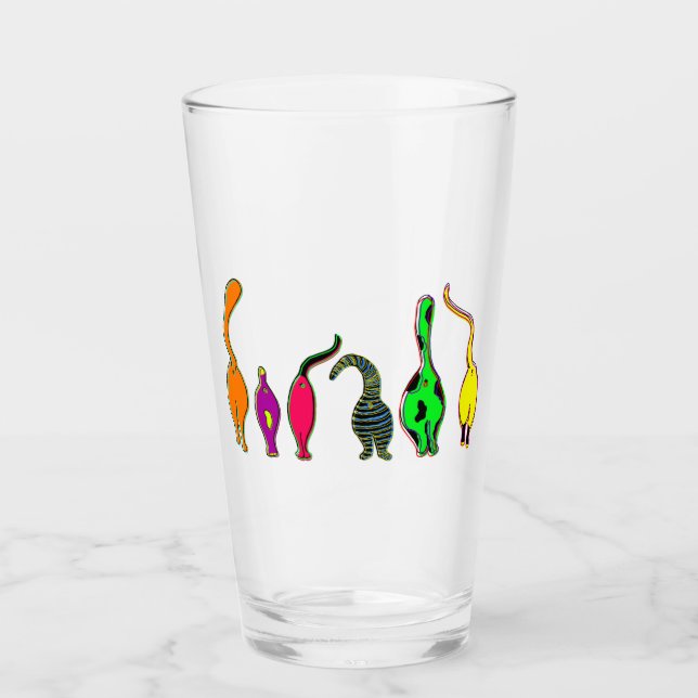 Colorful Cat Butts Glass (Front)