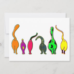 Colorful Cat Butts Invitation