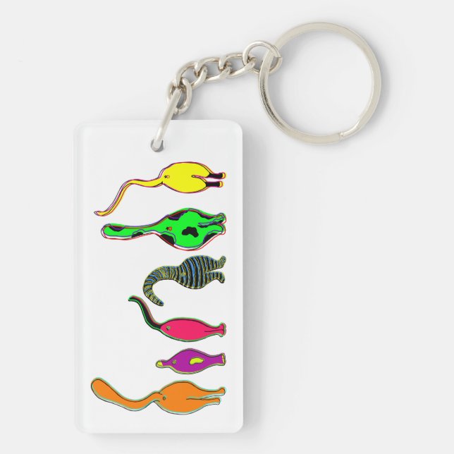 Colorful Cat Butts Keychain (Back)