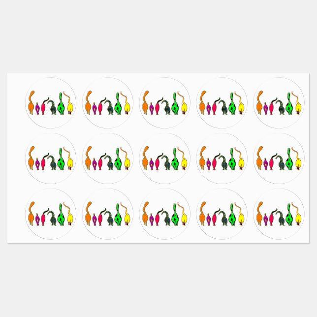 Colorful Cat Butts Labels (Sheet)