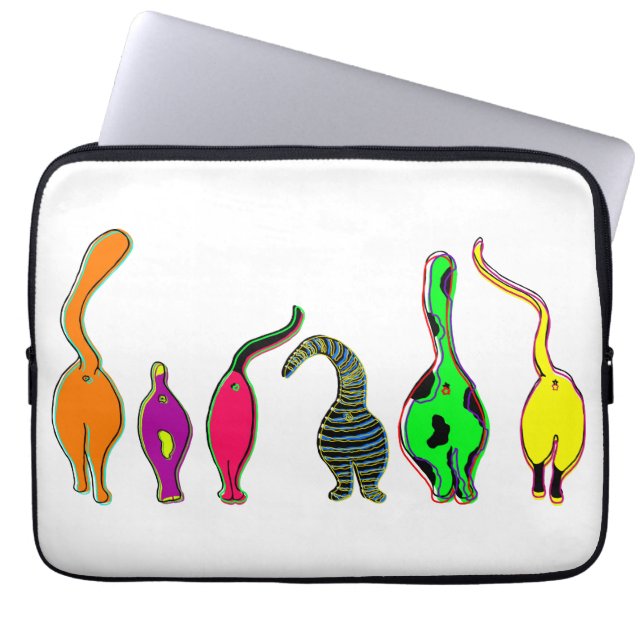 Colorful Cat Butts Laptop Sleeve (Front)