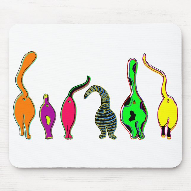 Colorful Cat Butts Mouse Pad (Front)
