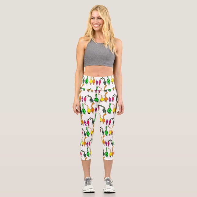 Colorful Cat Butts Pattern Capri Leggings (Front)