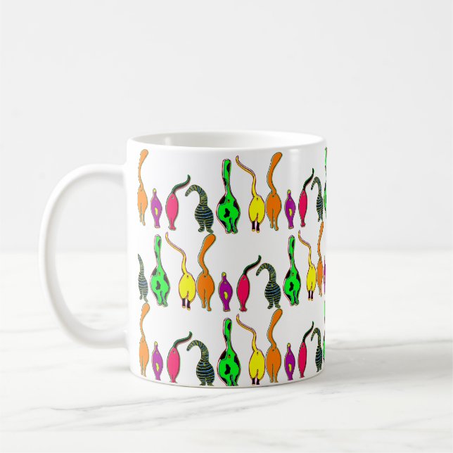 Colorful Cat Butts Pattern Coffee Mug (Left)