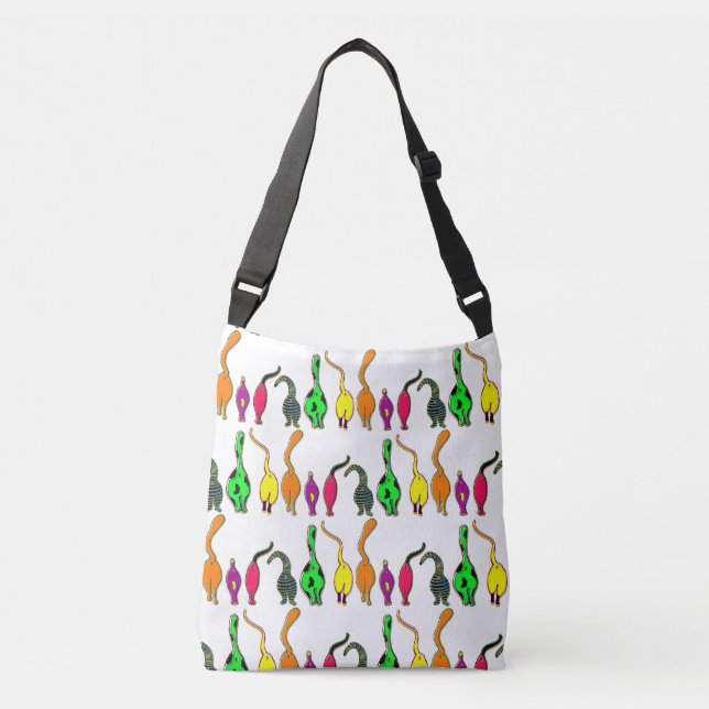Colorful Cat Butts Pattern Crossbody Bag (Front)