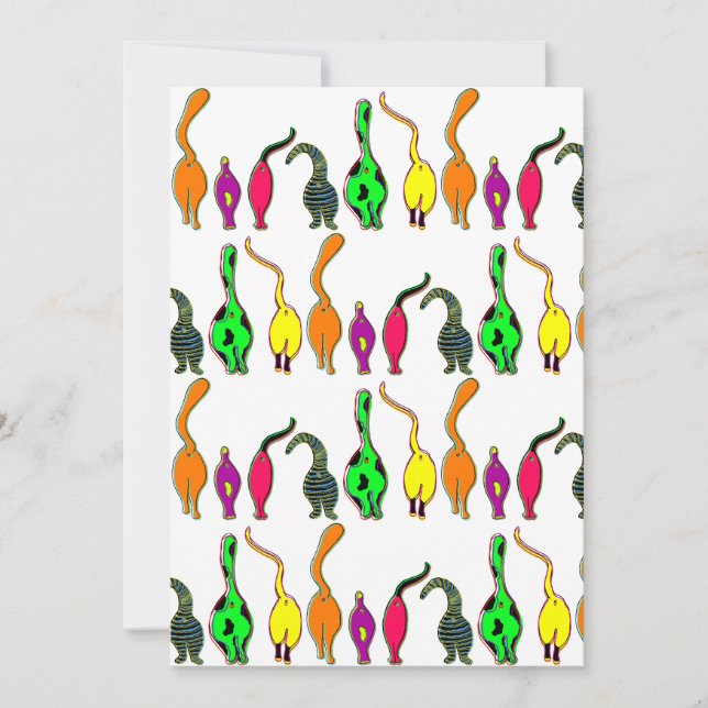 Colorful Cat Butts Pattern Invitation (Front)