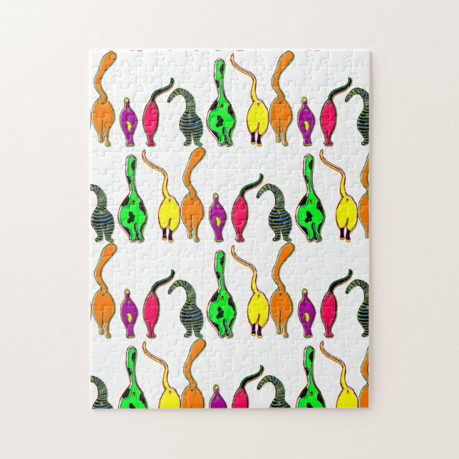 Colorful Cat Butts Pattern Jigsaw Puzzle (Vertical)