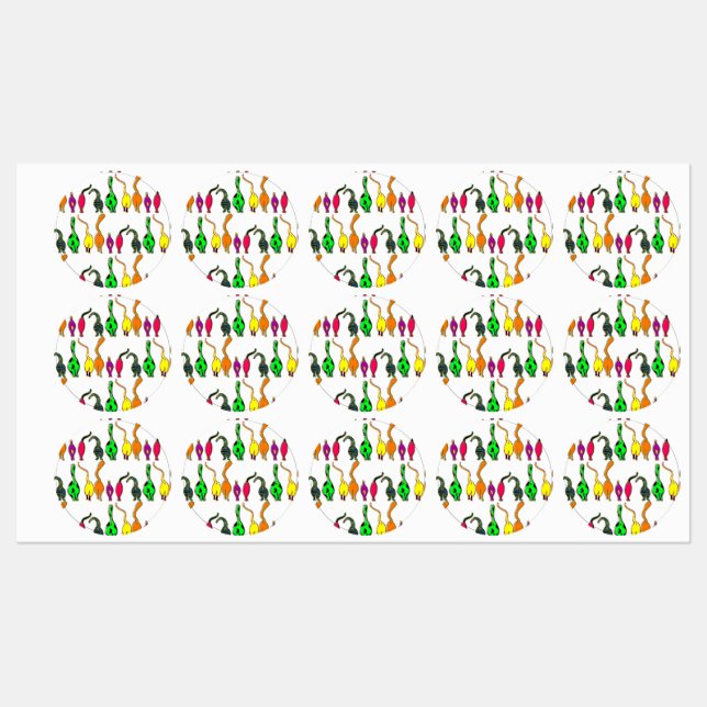 Colorful Cat Butts Pattern Labels (Sheet)