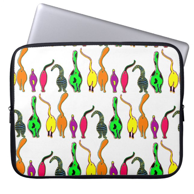 Colorful Cat Butts Pattern Laptop Sleeve (Front)