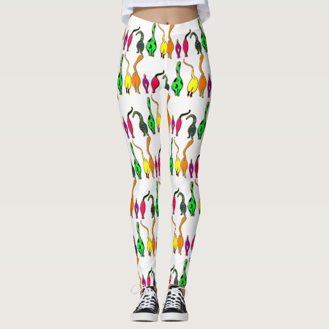 Colorful Cat Butts Pattern Leggings (Front)