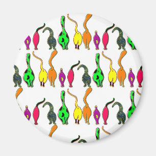 Colorful Cat Butts Pattern Magnet