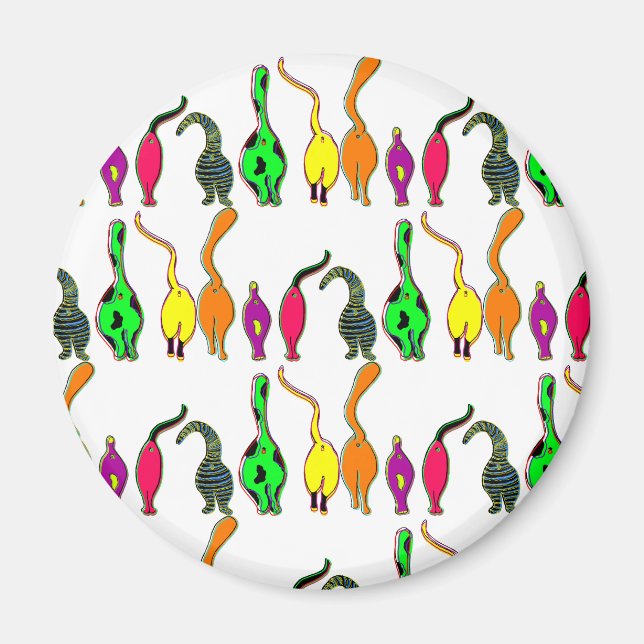 Colorful Cat Butts Pattern Magnet (Front)