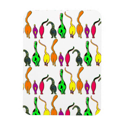 Colorful Cat Butts Pattern Magnet