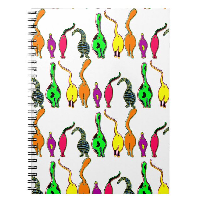 Colorful Cat Butts Pattern Notebook (Front)