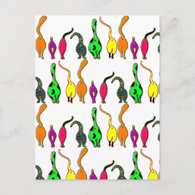 Colorful Cat Butts Pattern Postcard (Front)