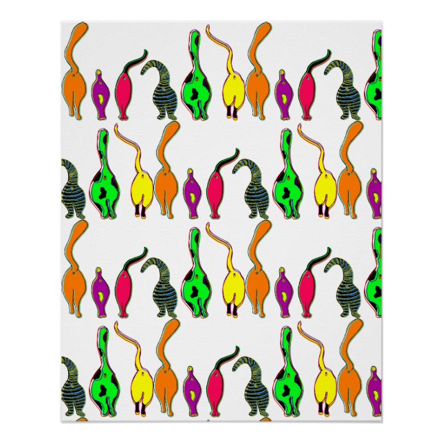 Colorful Cat Butts Pattern Poster (Front)