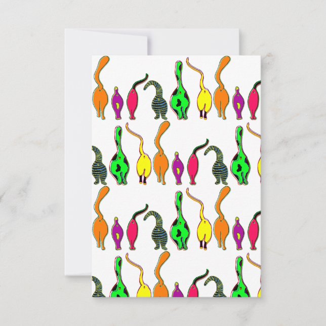 Colorful Cat Butts Pattern Thank You Card (Front)