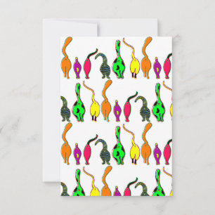 Colorful Cat Butts Pattern Thank You Card