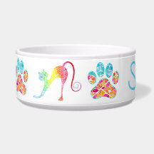 Colorful Cat Ceramic Pet Bowl
