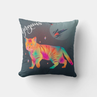Colorful Cat clipart Throw Pillow