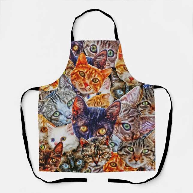 Colorful Cat Collage Apron (Front)