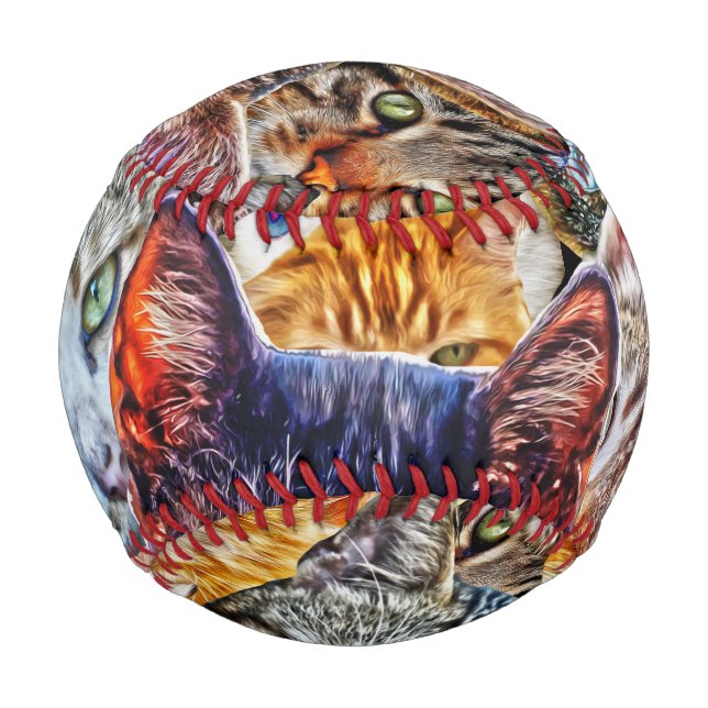 Colorful Cat Collage Baseball (Front)