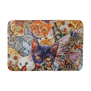 Colorful Cat Collage Bath Mat