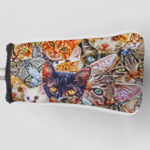 Colorful Cat Collage Golf Head Cover