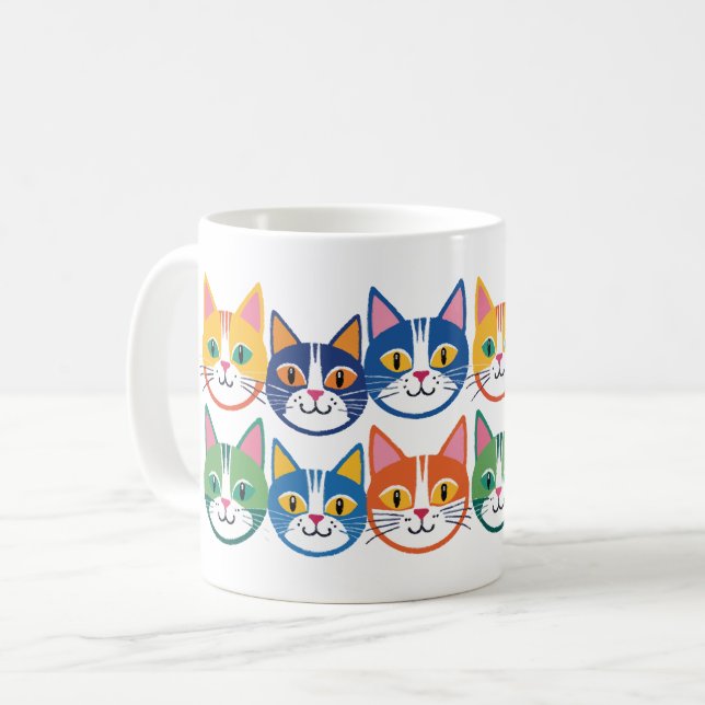Colorful Cat Companions Coffee Mug (Front Left)