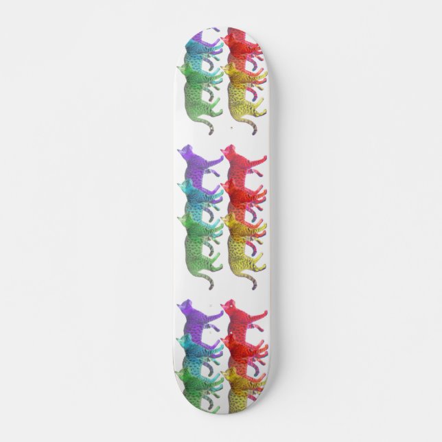 Colorful Cat Crowd Skateboard Deck (Front)