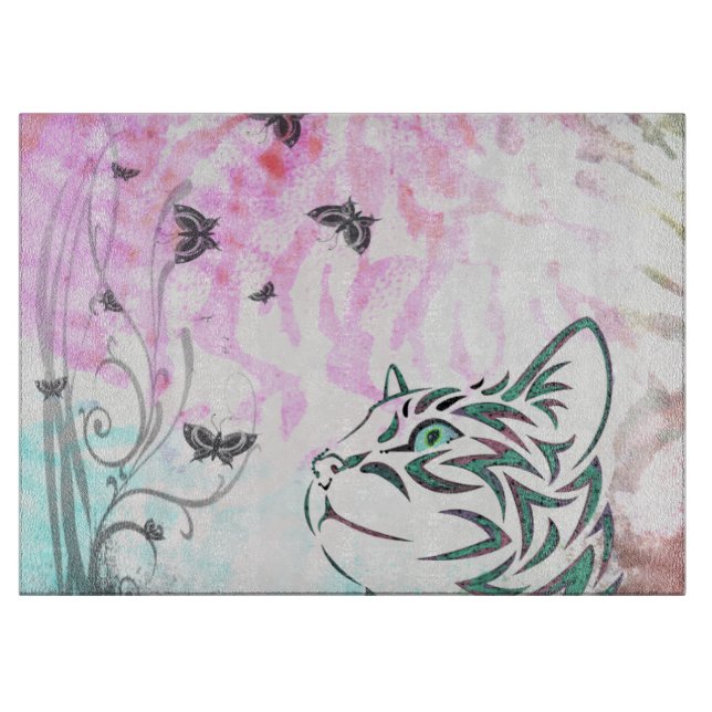 Colorful Cat Cutting Board (Front)