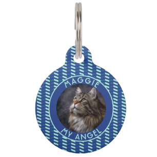 Colorful Cat Dad Gift Chevron Motif Pet ID Tag